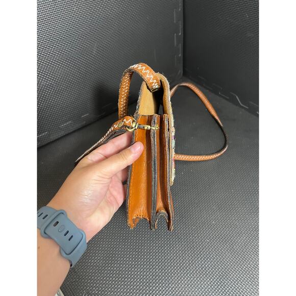 Patricia Nash Spring Multi Lanza Crossbody Bag Multicolor Brown Leather Purse - Picture 4 of 13